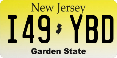 NJ license plate I49YBD