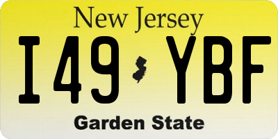 NJ license plate I49YBF