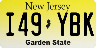 NJ license plate I49YBK