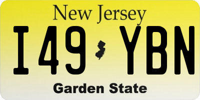 NJ license plate I49YBN