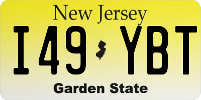 NJ license plate I49YBT