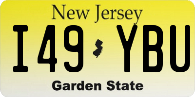 NJ license plate I49YBU
