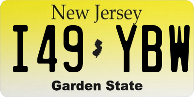 NJ license plate I49YBW