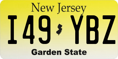 NJ license plate I49YBZ