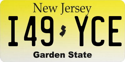 NJ license plate I49YCE