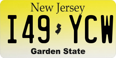 NJ license plate I49YCW