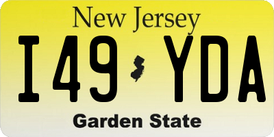 NJ license plate I49YDA