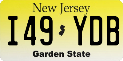 NJ license plate I49YDB