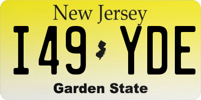 NJ license plate I49YDE