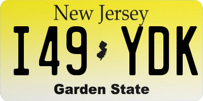 NJ license plate I49YDK