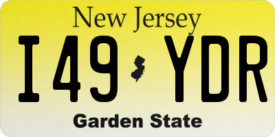 NJ license plate I49YDR