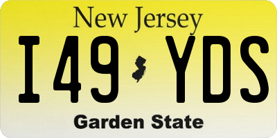 NJ license plate I49YDS