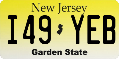 NJ license plate I49YEB