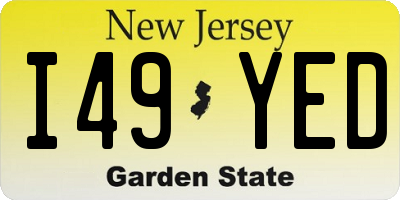 NJ license plate I49YED