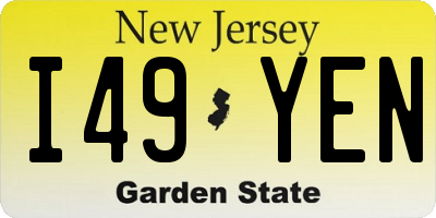 NJ license plate I49YEN