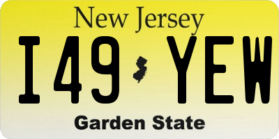 NJ license plate I49YEW
