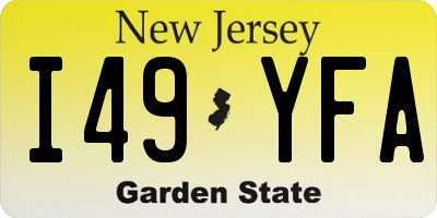 NJ license plate I49YFA