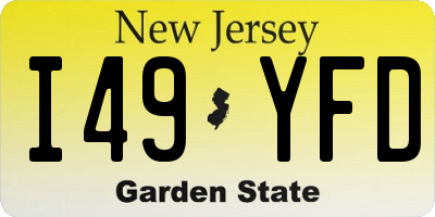 NJ license plate I49YFD