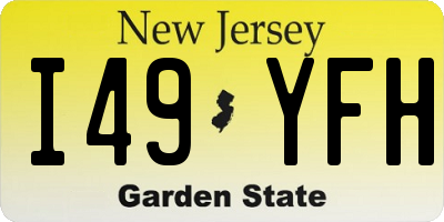NJ license plate I49YFH