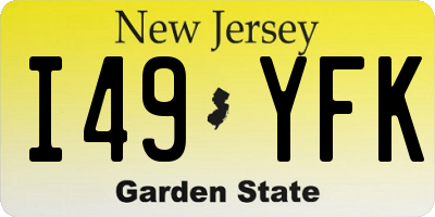 NJ license plate I49YFK
