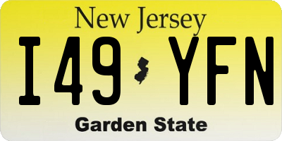 NJ license plate I49YFN