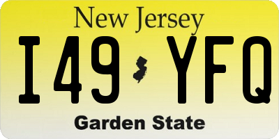 NJ license plate I49YFQ