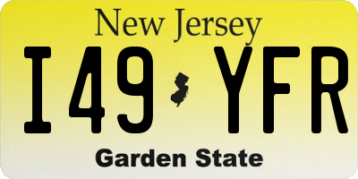 NJ license plate I49YFR
