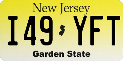 NJ license plate I49YFT
