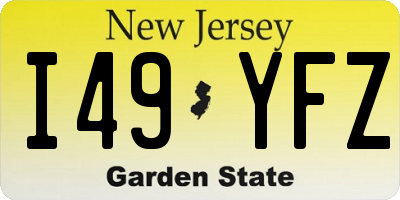 NJ license plate I49YFZ