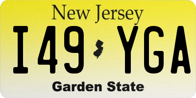 NJ license plate I49YGA