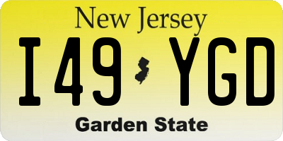 NJ license plate I49YGD