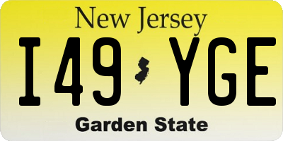 NJ license plate I49YGE