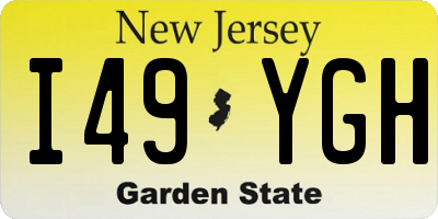 NJ license plate I49YGH