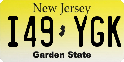 NJ license plate I49YGK