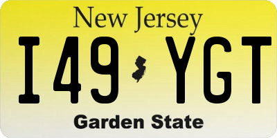 NJ license plate I49YGT