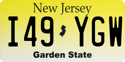 NJ license plate I49YGW