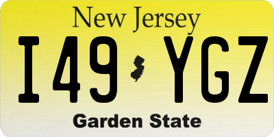 NJ license plate I49YGZ