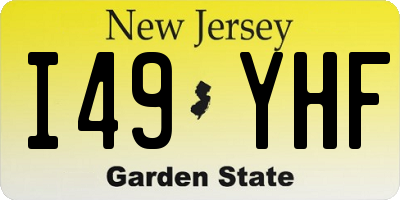 NJ license plate I49YHF
