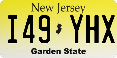 NJ license plate I49YHX