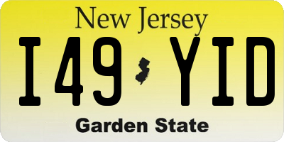 NJ license plate I49YID
