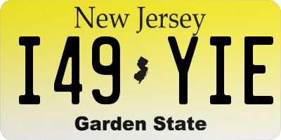 NJ license plate I49YIE