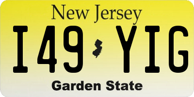 NJ license plate I49YIG