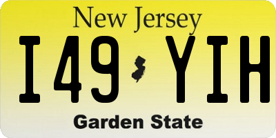 NJ license plate I49YIH