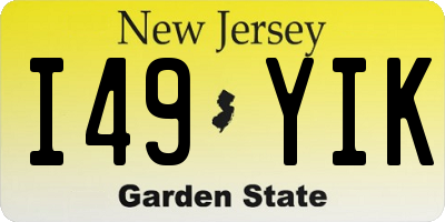 NJ license plate I49YIK