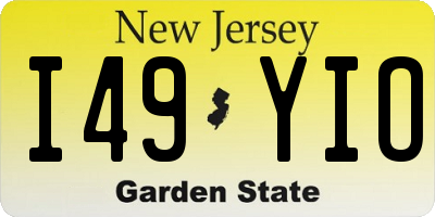NJ license plate I49YIO