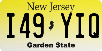 NJ license plate I49YIQ