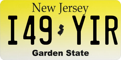NJ license plate I49YIR