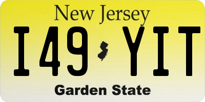 NJ license plate I49YIT