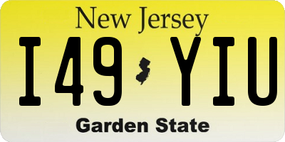 NJ license plate I49YIU