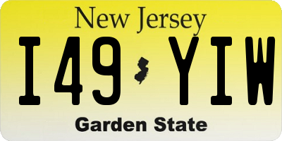 NJ license plate I49YIW